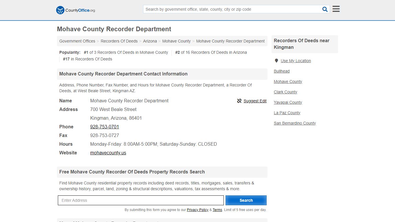 Mohave County Recorder Department